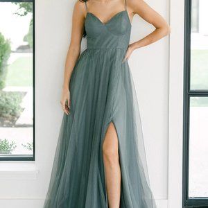 Revelry Serenity Tulle Dress, Size 4, Classic Emerald
